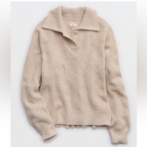 Aerie Cream Ribbed Knit sweater